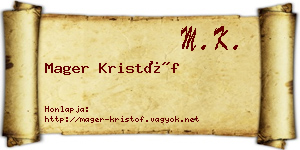 Mager Kristóf névjegykártya